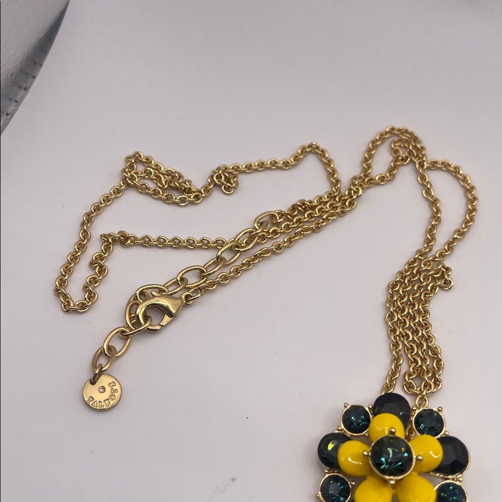 Gold and Blue Beaded Tassel Necklace Talbots - Picture 4 of 6